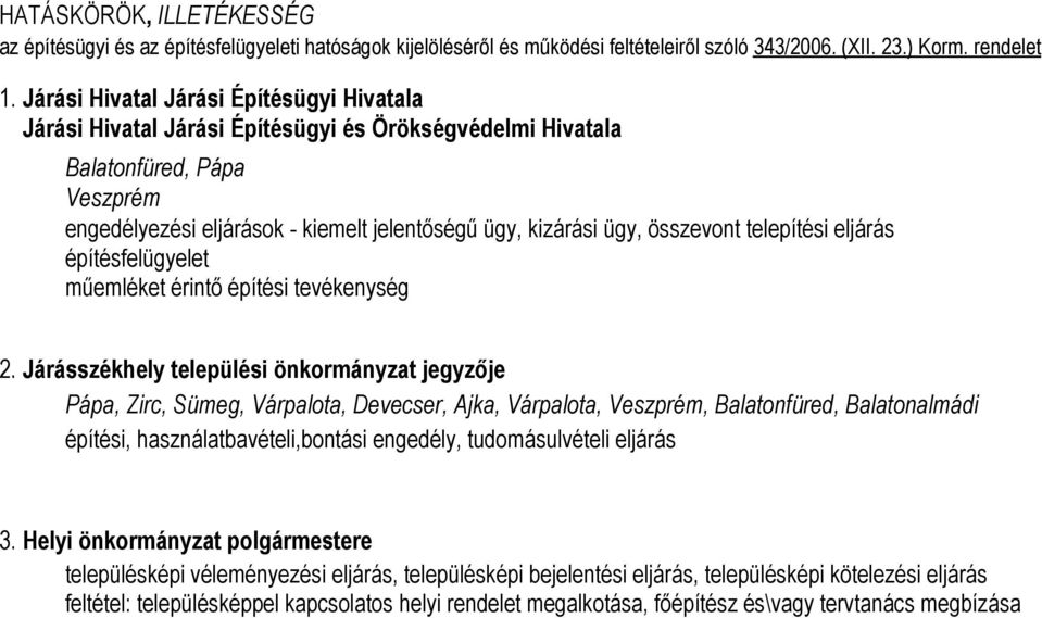 összevont telepítési eljárás építésfelügyelet műemléket érintő építési tevékenység 2.