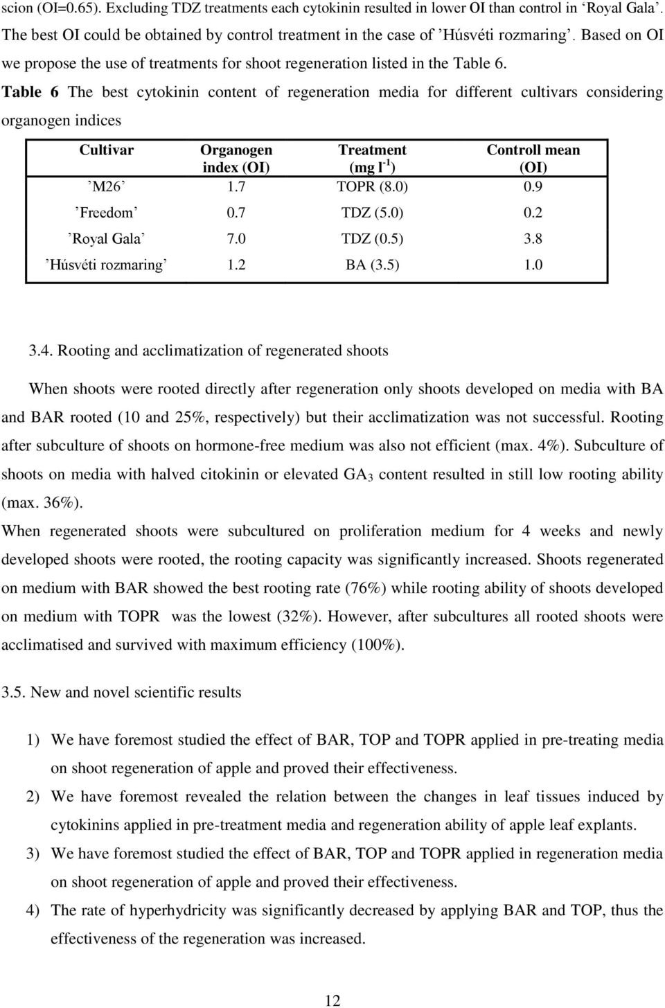Table 6 The best cytokinin content of regeneration media for different cultivars considering organogen indices Cultivar Organogen Treatment Controll mean index (OI) (mg l -1 ) (OI) M26 1.7 TOPR (8.