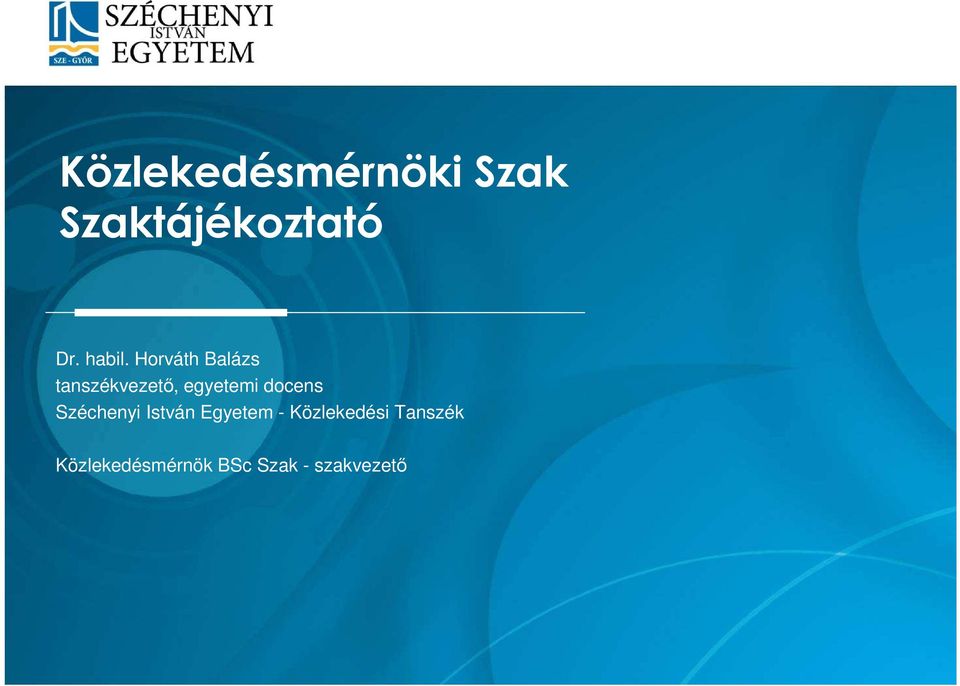 Horváth Balázs tanszékvezető, egyetemi docens