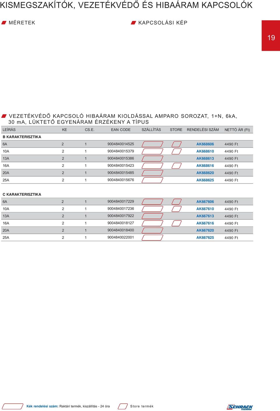 9004840015485 AK668620 25A 2 1 9004840015676 AK668625 4490 Ft 4490 Ft 4490 Ft 4490 Ft 4490 Ft 4490 Ft C KARAKTERISZTIKA 6A 2 1 9004840017229 AK667606 10A 2 1 9004840017236 AK667610 13A 2 1