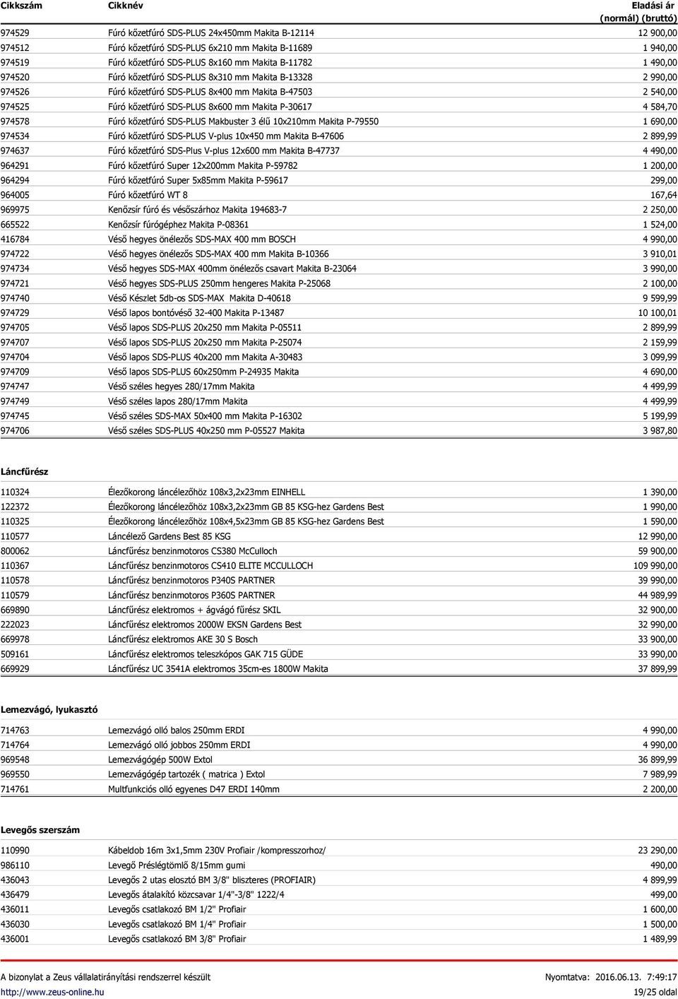 kőzetfúró SDS-PLUS 8x400 mm Makita B-47503 Fúró kőzetfúró SDS-PLUS 8x600 mm Makita P-30617 Fúró kőzetfúró SDS-PLUS Makbuster 3 élű 10x210mm Makita P-79550 Fúró kőzetfúró SDS-PLUS V-plus 10x450 mm