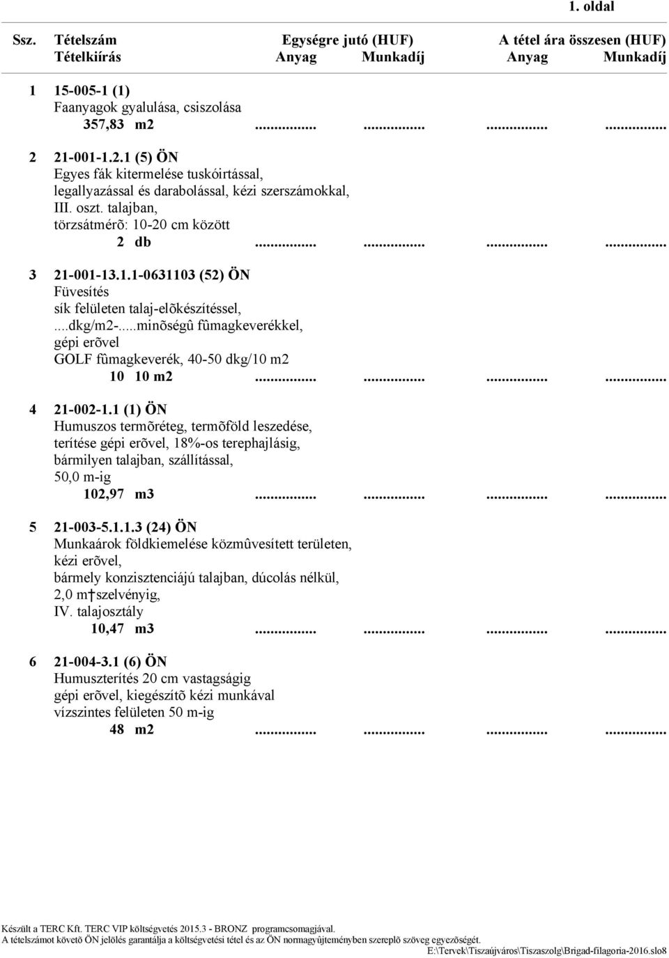 ..minõségû fûmagkeverékkel, gépi erõvel GOLF fûmagkeverék, 40-50 dkg/10 m2 10 10 m2............ 4 21-002-1.