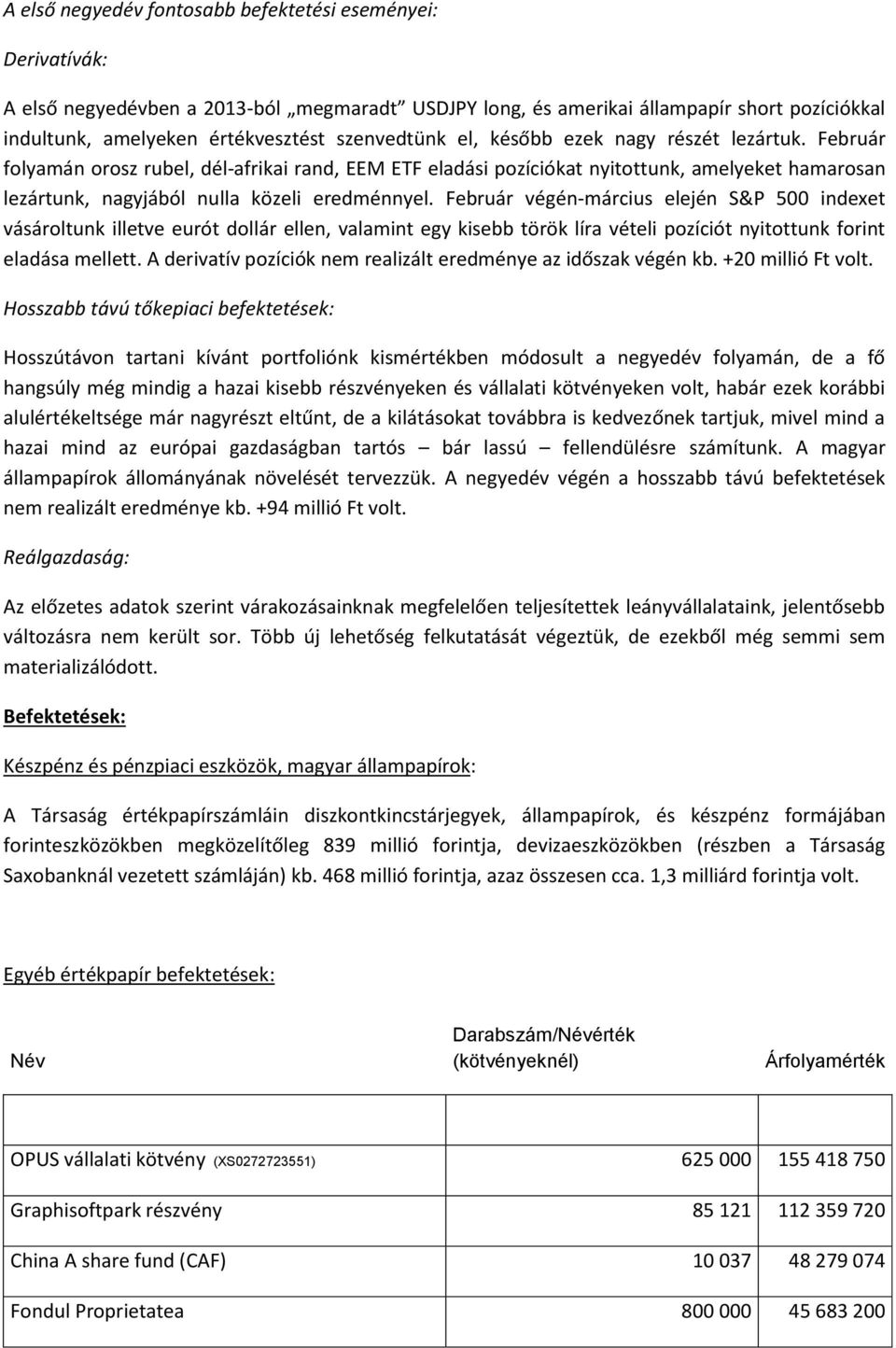 Februr vgn-mrcius elejn S&P 500 indexet vsroltunk illetve eurót dollr ellen, valamint egy kisebb török líra vteli pozíciót nyitottunk forint eladsa mellett.