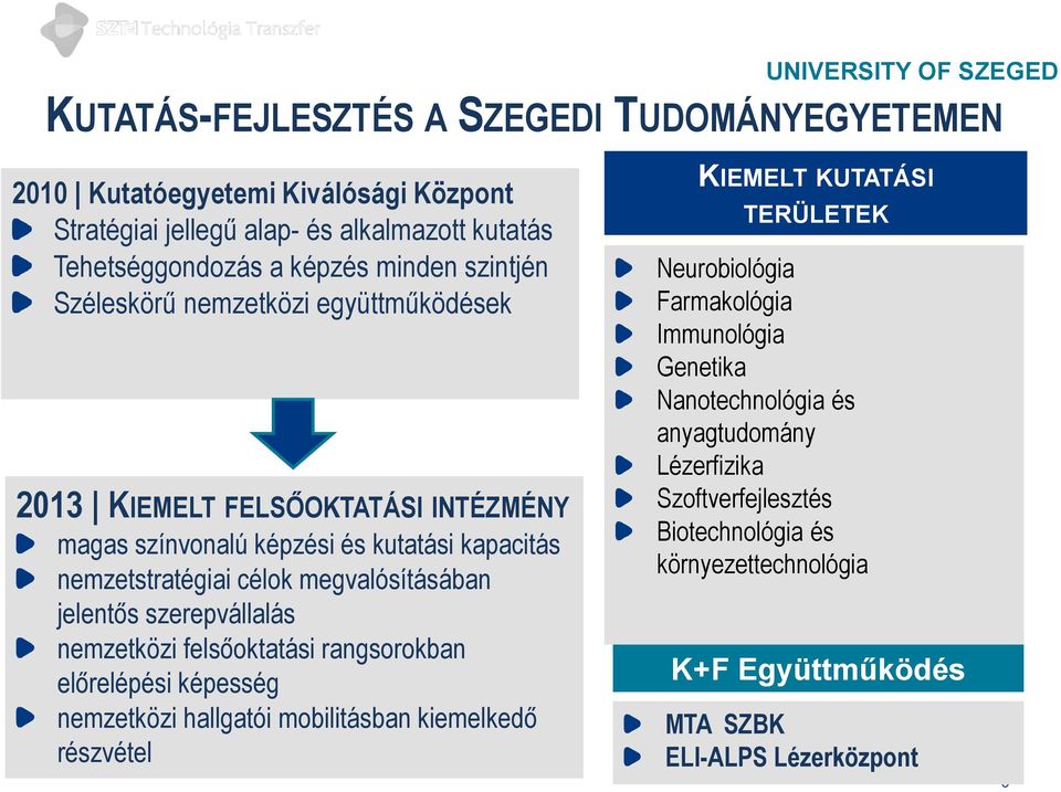 célok megvalósításában jelentős szerepvállalás nemzetközi felsőoktatási rangsorokban előrelépési képesség nemzetközi hallgatói mobilitásban kiemelkedő részvétel KIEMELT KUTATÁSI