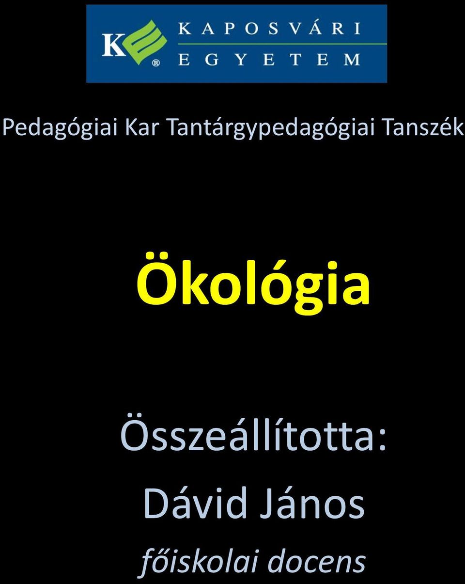 Tanszék Ökológia