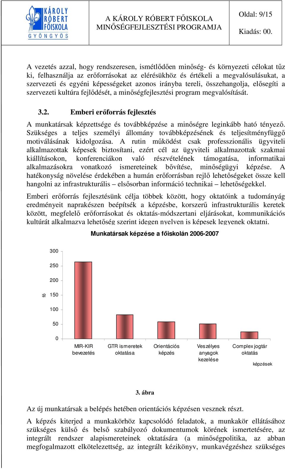 Emberi erőforrás fejlesztés A munkatársak képzettsége és továbbképzése a minőségre leginkább ható tényező.