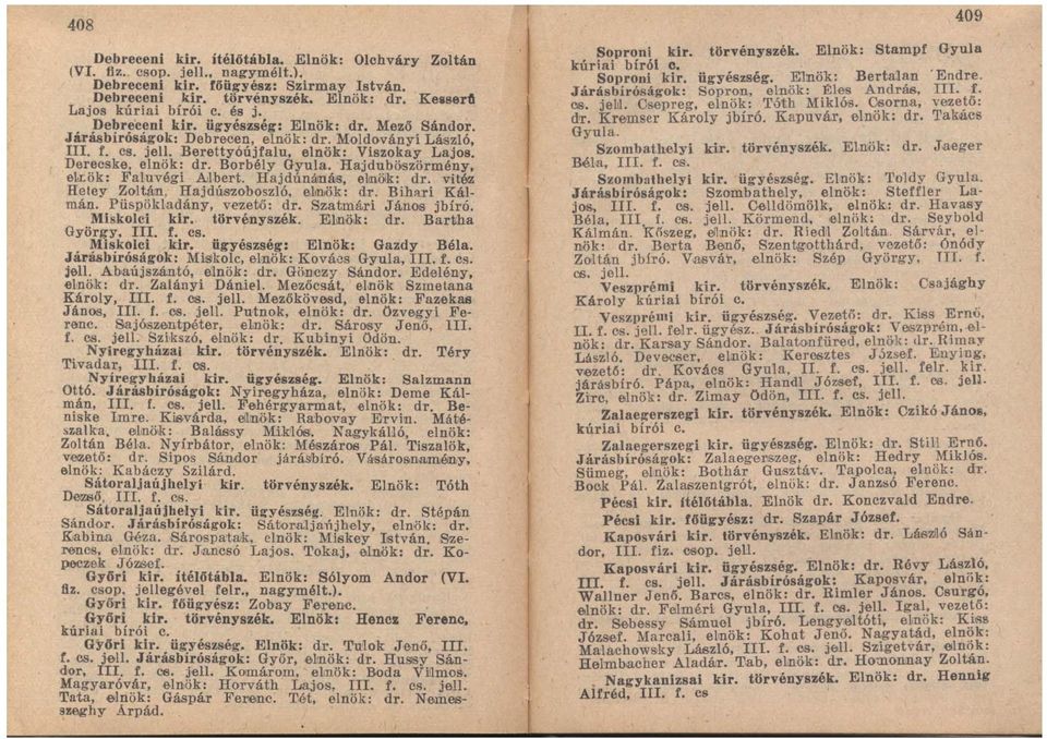 Borbély Gyula. Hajdubé>szörmény, ellök: Faluvégi Albert. Hajdúnánás, elrrté>k: dr. vitérz Retey Zoltán. Hajdúszoboszló. elrn.ök: dr. Bih<tri Kálmán. Pü&pökladány, vezető: dr. Szatmári János jbíró.