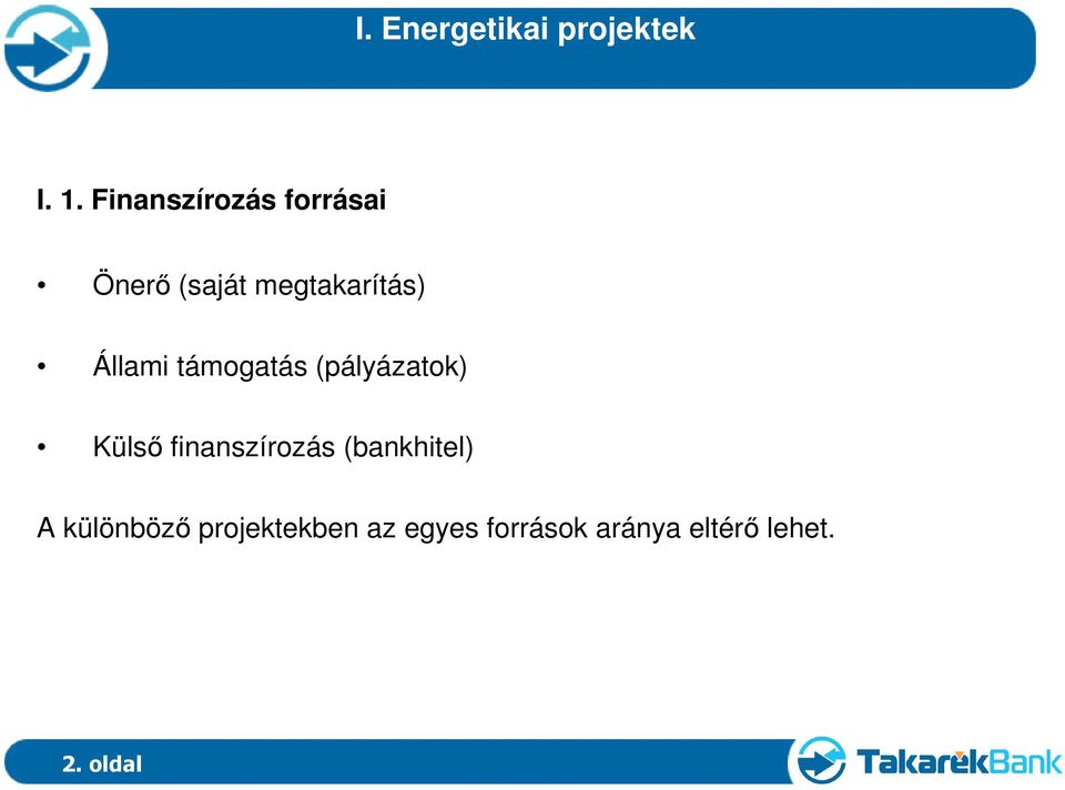 Állami támogatás (pályázatok) Külsı finanszírozás