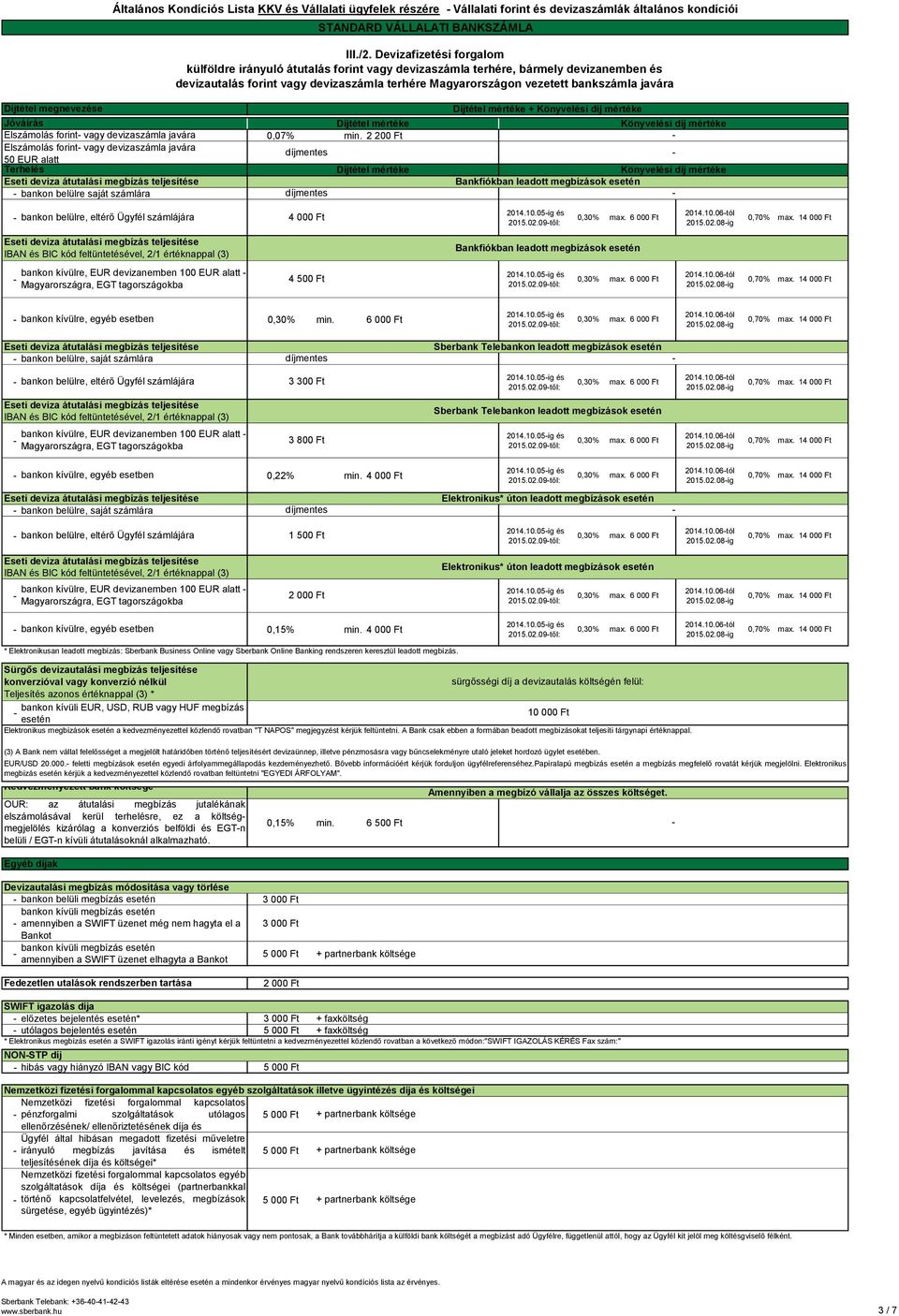 Díjtétel megnevezése Díjtétel mértéke + Könyvelési díj mértéke Jóváírás Díjtétel mértéke Könyvelési díj mértéke Elszámolás forint vagy devizaszámla javára 0,07% min.