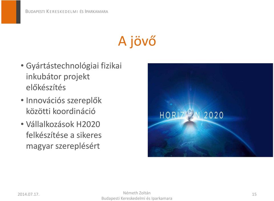 közötti koordináció Vállalkozások H2020