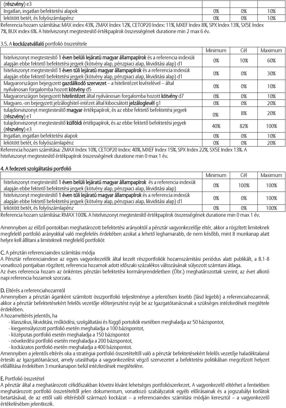 A kockázatvállaló portfolió összetétele 0% 10% 60% 0% 0% 30% 0% 0% 10% Magyarországon bejegyzett hitelintézet által nyilvánosan forgalomba hozott kötvény d7 0% 0% 10% Magyaro.