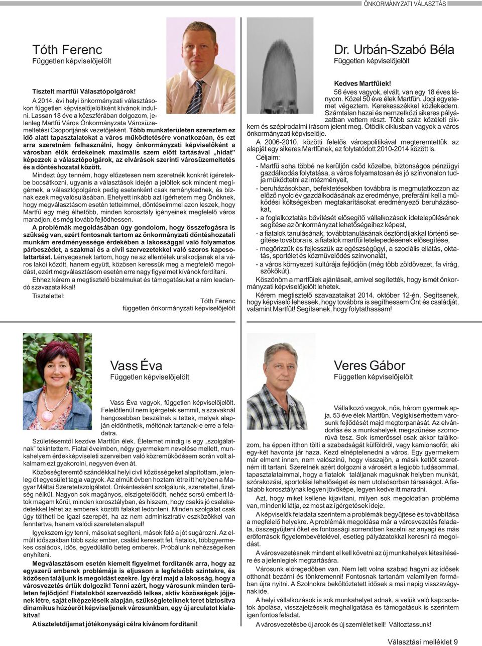 Több munkaterületen szereztem ez idő alatt tapasztalatokat a város működtetésére vonatkozóan, és ezt arra szeretném felhasználni, hogy önkormányzati képviselőként a városban élők érdekeinek maximális