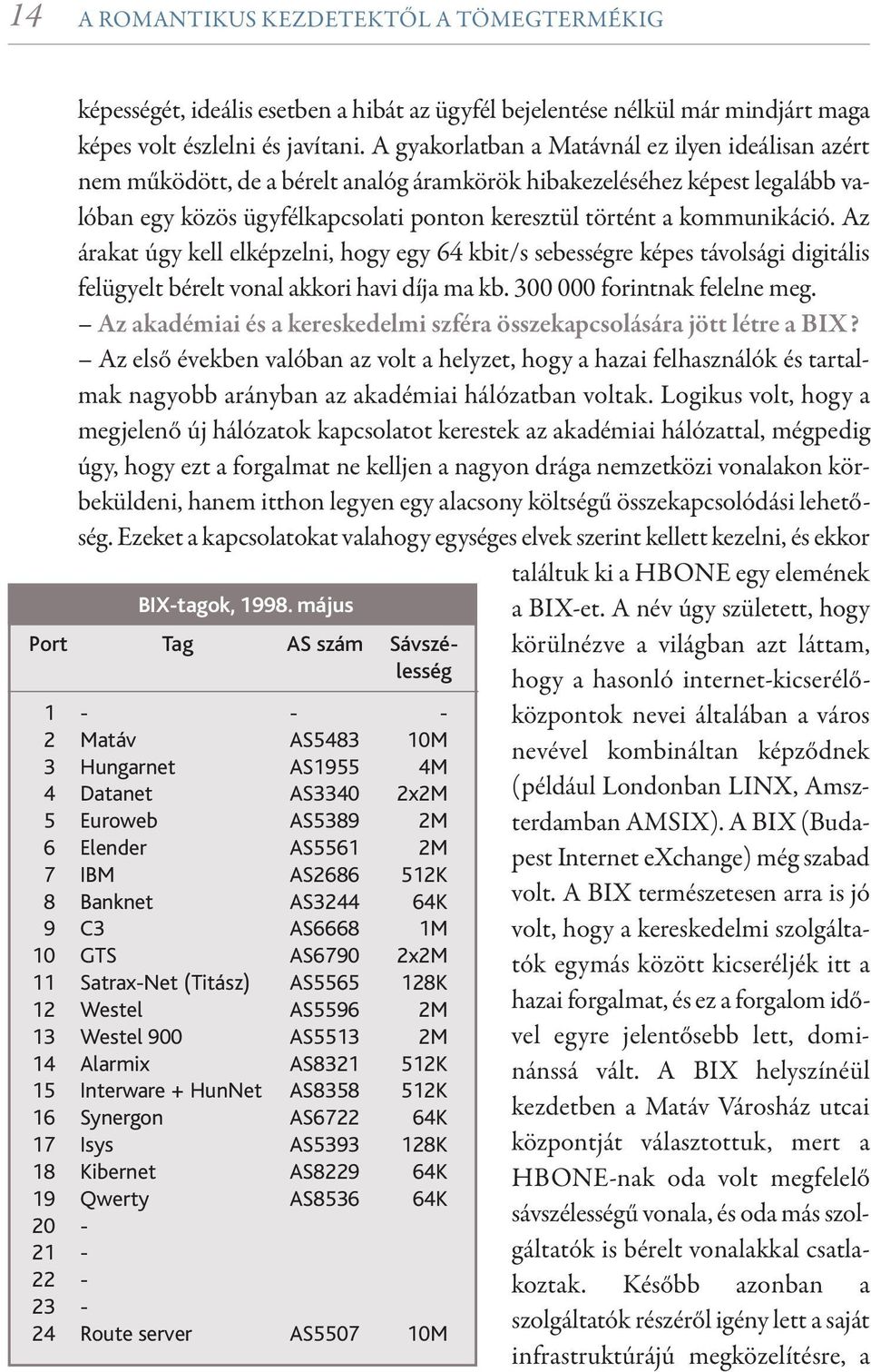 kommunikáció. Az árakat úgy kell elképzelni, hogy egy 64 kbit/s sebességre képes távolsági digitális felügyelt bérelt vonal akkori havi díja ma kb. 300 000 forintnak felelne meg.