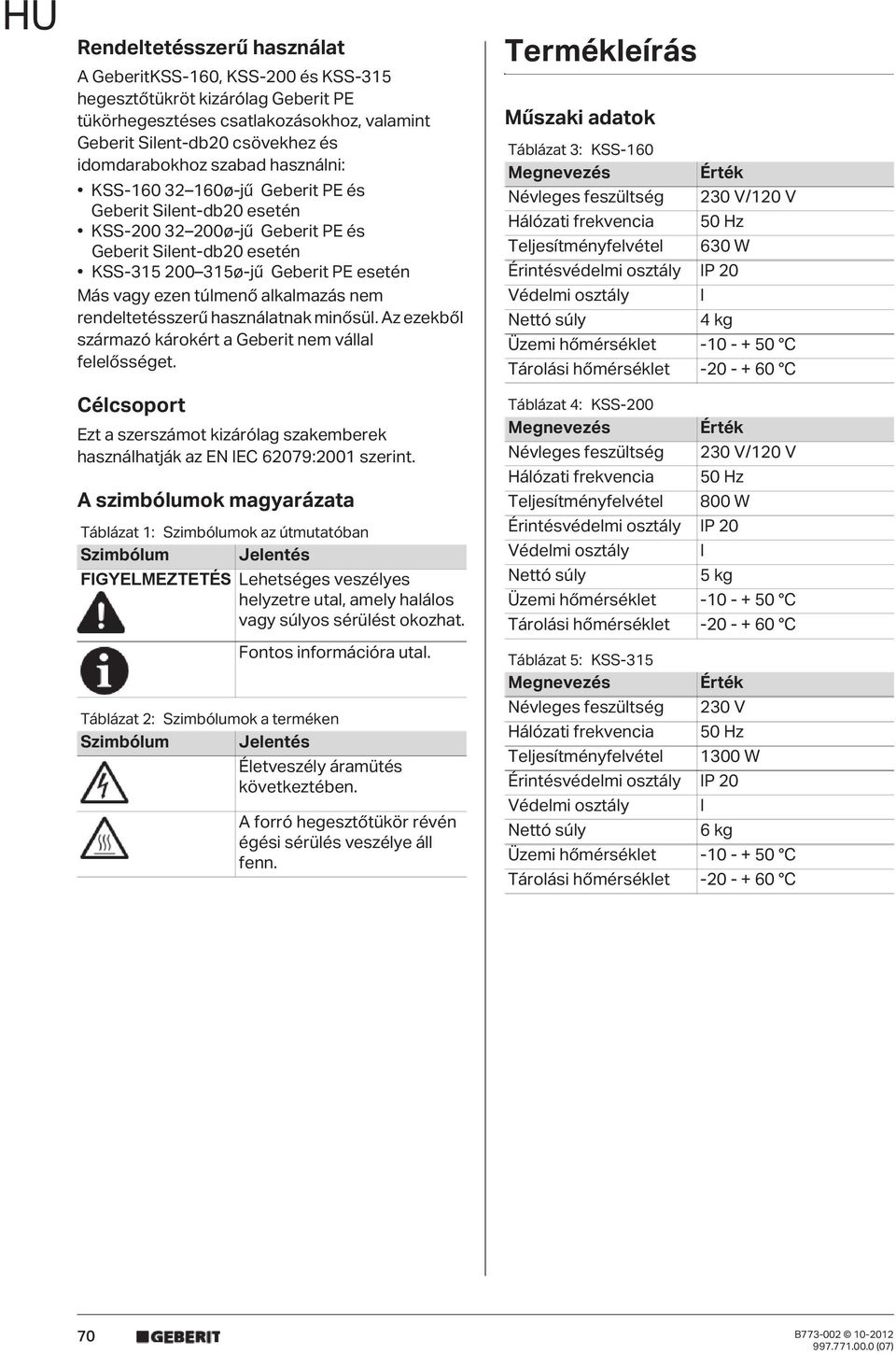 alkalmazás nem rendeltetésszer használatnak min sül. Az ezekb l származó károkért a Geberit nem vállal felel sséget.