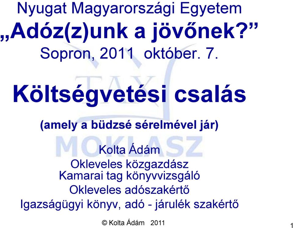 Költségvetési csalás (amely a büdzsé sérelmével jár) Kolta