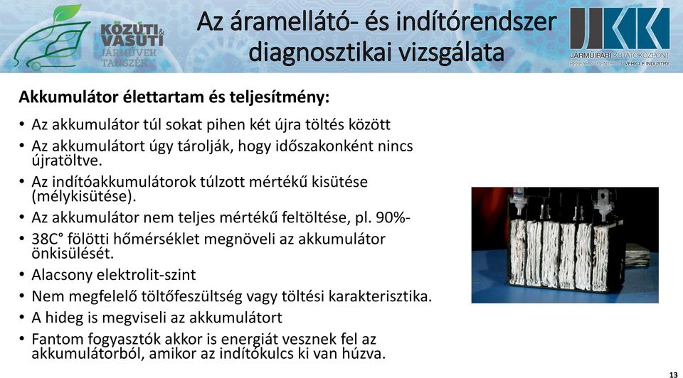 Az akkumulátor nem teljes mértékű feltöltése, pl. 90%- 38C fölötti hőmérséklet megnöveli az akkumulátor önkisülését.