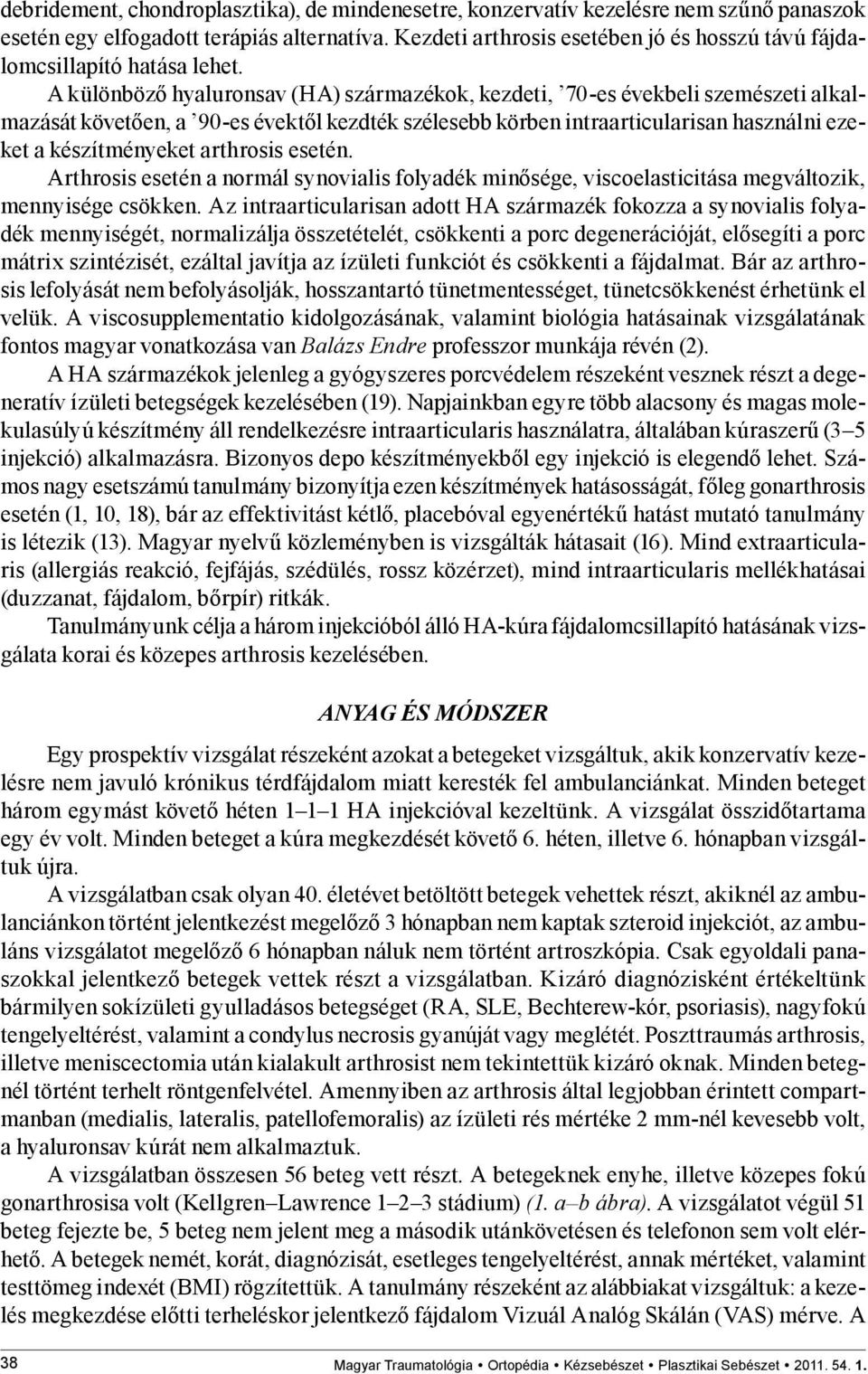 A különböző hyaluronsav (HA) származékok, kezdeti, 70-es évekbeli szemészeti alkalmazását követően, a 90-es évektől kezdték szélesebb körben intraarticularisan használni ezeket a készítményeket