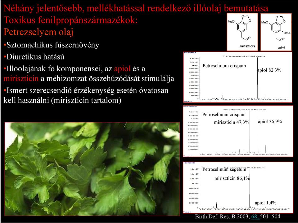 Petroselinum crispum apiol 82.3% 1.2e+07 1.1e+07 1e+07 9000000 8000000 TIC: petrezselyem SPME.D\data.