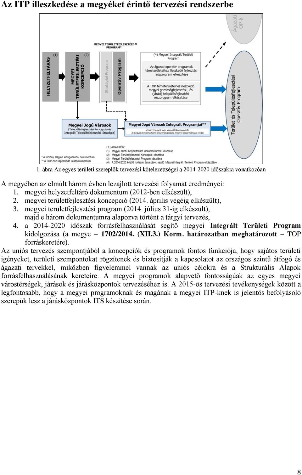 megyei helyzetfeltáró dokumentum (2012-ben elkészült), 2. megyei területfejlesztési koncepció (2014. április végéig elkészült), 3. megyei területfejlesztési program (2014.