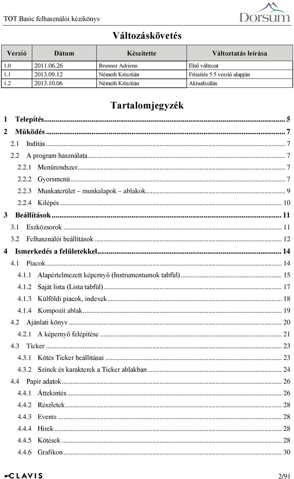 .. 9 2.2.4 Kilépés... 10 3 Beállítások... 11 3.1 Eszközsorok... 11 3.2 Felhasználói beállítások... 12 4 Ismerkedés a felületekkel... 14 4.1 Piacok... 14 4.1.1 Alapértelmezett képernyő (Instrumentumok tabfül).