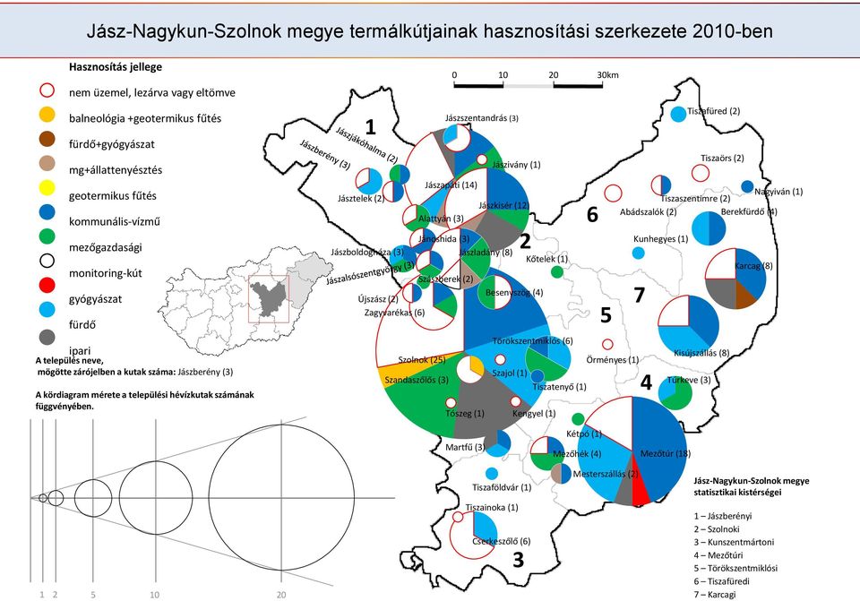 1 Jásztelek (2) Jászboldogháza (3) Újszász (2) Zagyvarékas (6) Alattyán (3) Szolnok (25) Szandaszőlős (3) Jászszentandrás (3) Jászapáti (14) Jászivány (1) Jászkisér (12) Jánoshida (3) Jászladány (8)