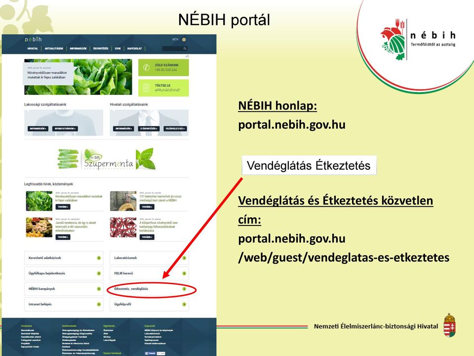 és Étkeztetés közvetlen cím: portal.nebih.