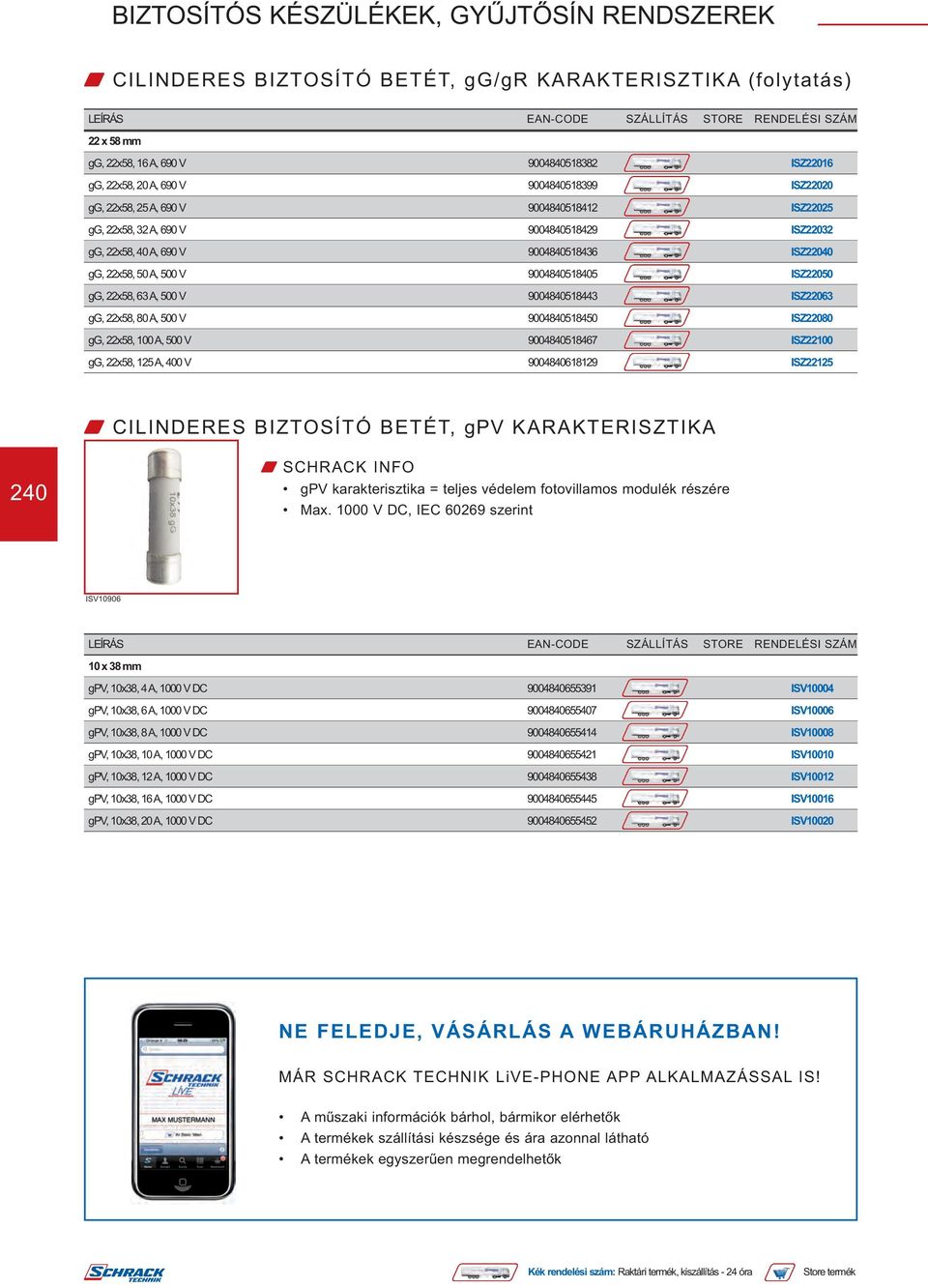 ISZ22063 gg, 22x58, 80 A, 500 V 9004840518450 ISZ22080 gg, 22x58, 100 A, 500 V 9004840518467 ISZ22100 gg, 22x58, 125 A, 400 V 9004840618129 ISZ22125 W CILINDERES BIZTOSÍTÓ BETÉT, gpv KARAKTERISZTIKA