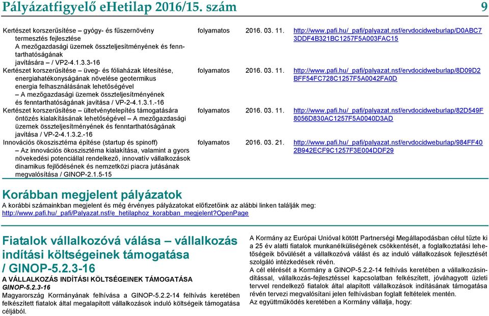 fenntarthatóságának javítása / VP-2-4.1.