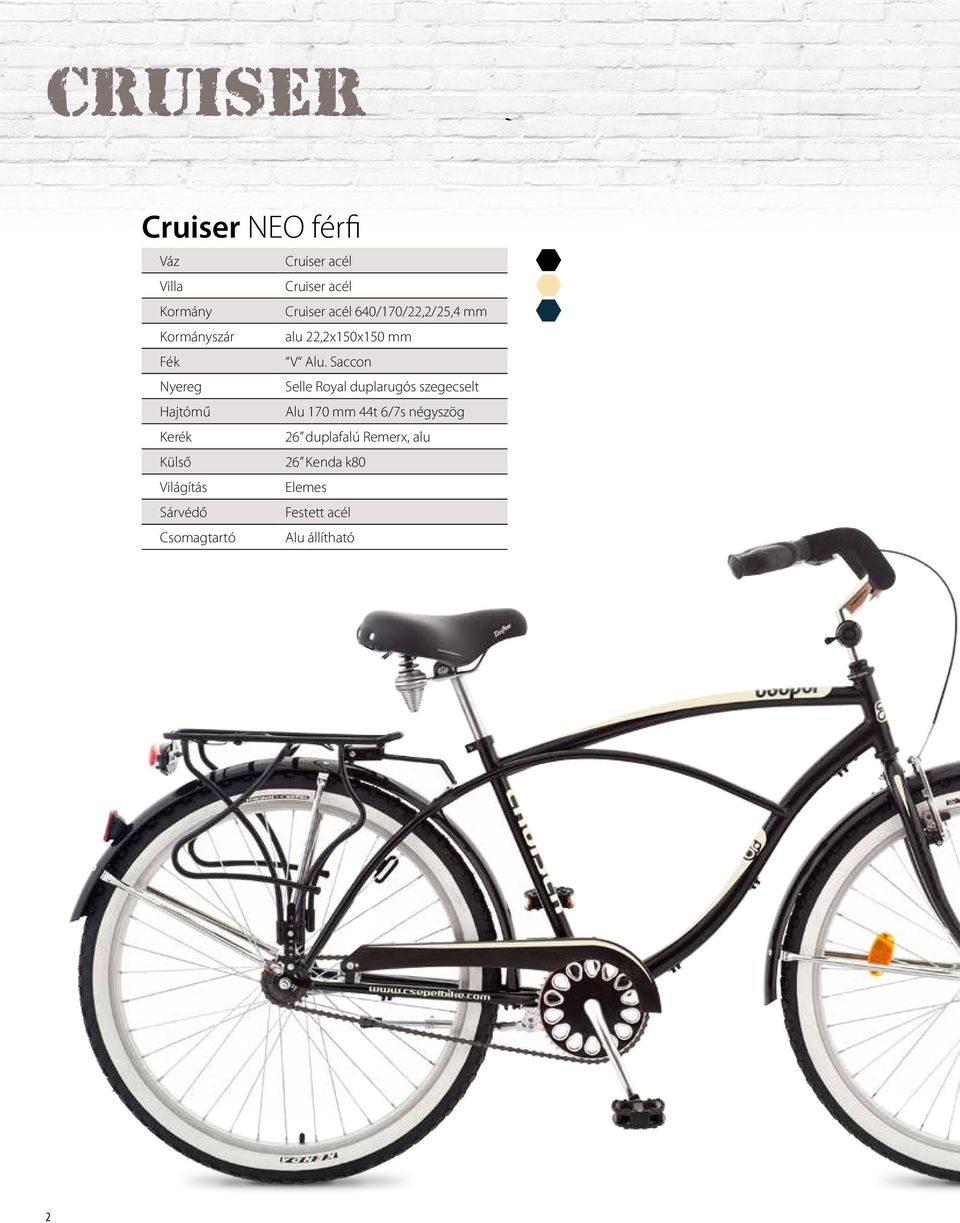 Saccon Selle Royal duplarugós szegecselt Alu 170 mm 44t 6/7s