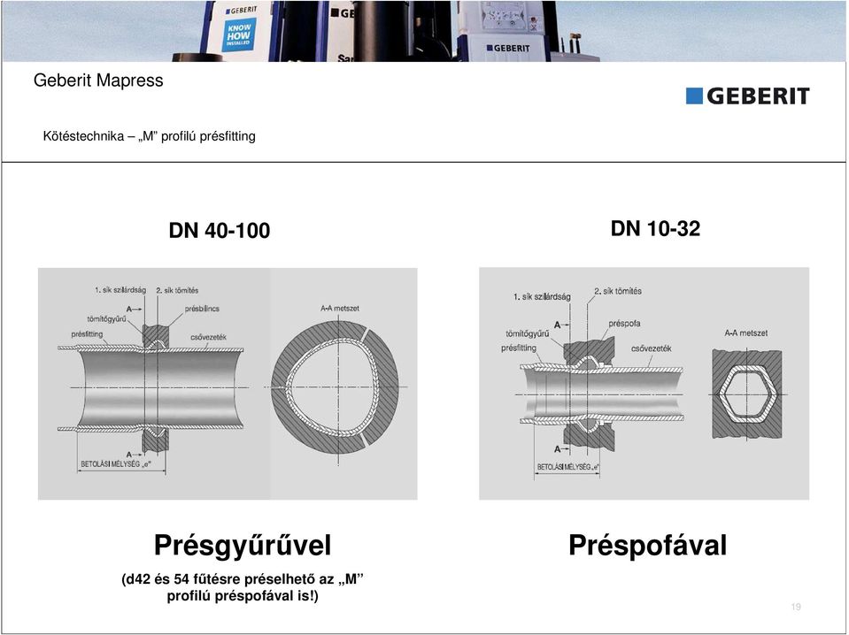 Préspofával (d42 és 54 főtésre préselhetı az M