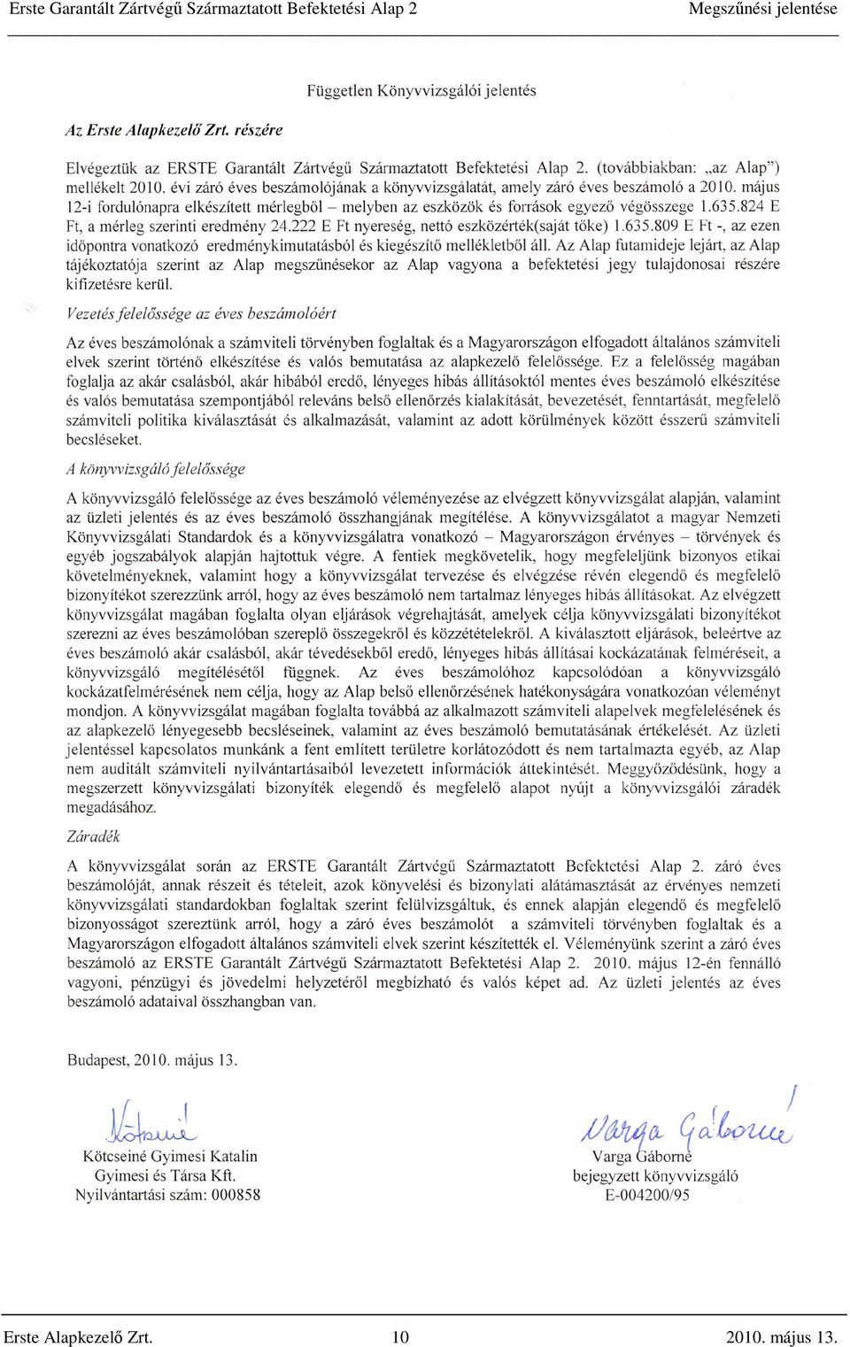 Befektetési Alap 2 Erste