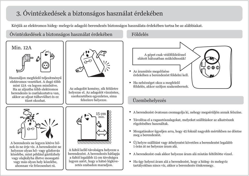 A dugó több mint 12A -ra legyen minősítve. Ha az aljzatba több elektromos berendezés is csatlakoztatva van, akkor az aljzat túlhevülhet és ez tüzet okozhat.