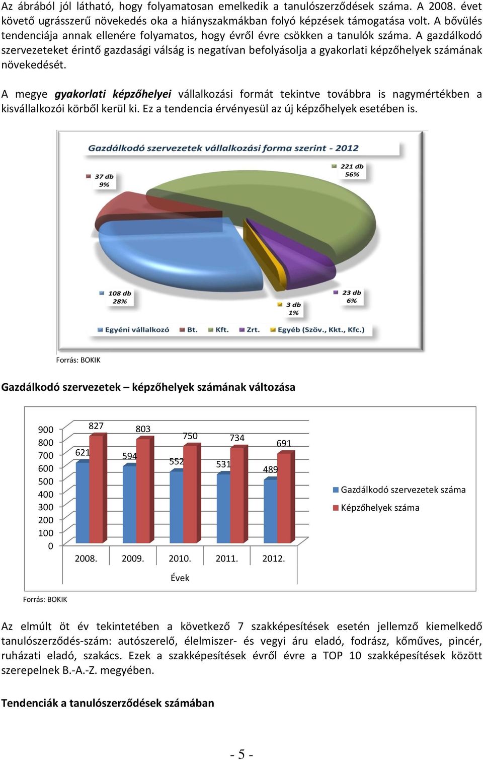 A gazdálkodó szervezeteket érintő gazdasági válság is negatívan befolyásolja a gyakorlati képzőhelyek számának növekedését.