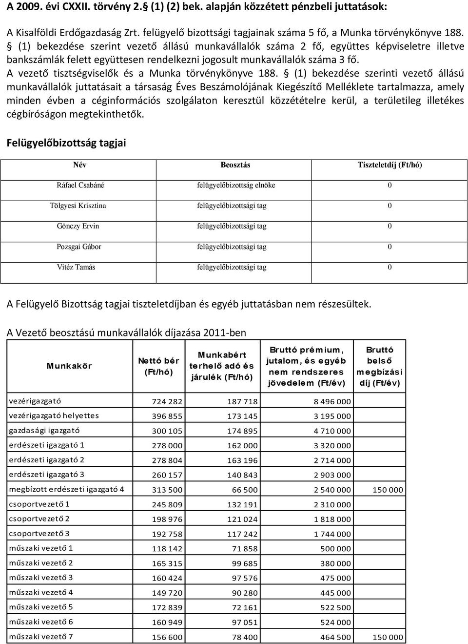 A vezető tisztségviselők és a Munka törvénykönyve 188.