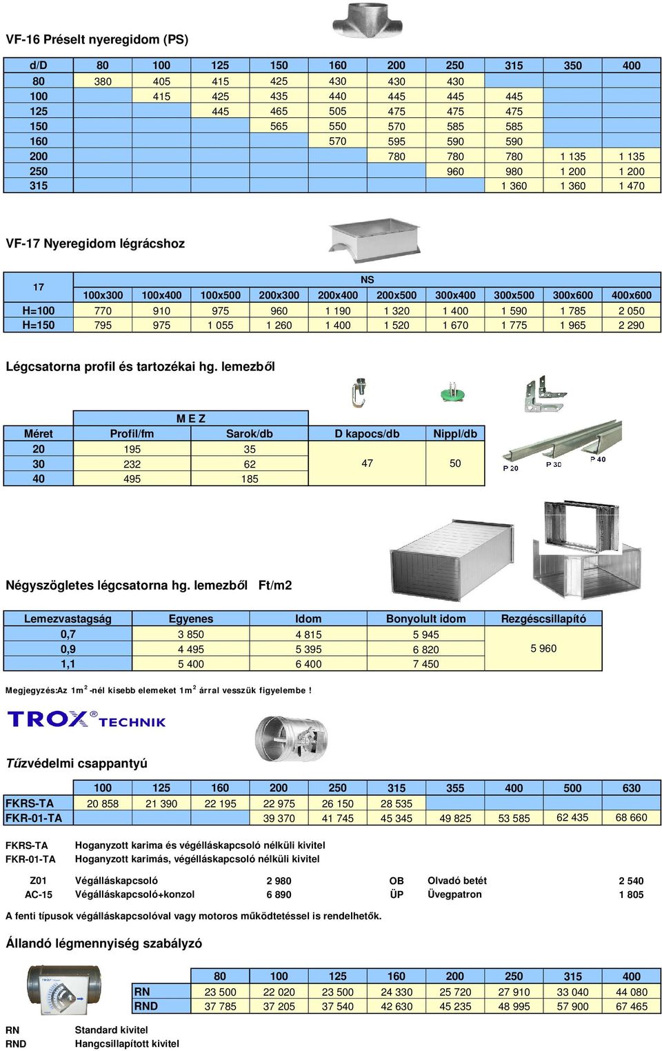 H=100 770 910 975 960 1 190 1 320 1 400 1 590 1 785 2 050 H=150 795 975 1 055 1 260 1 400 1 520 1 670 1 775 1 965 2 290 Légcsatorna profil és tartozékai hg.