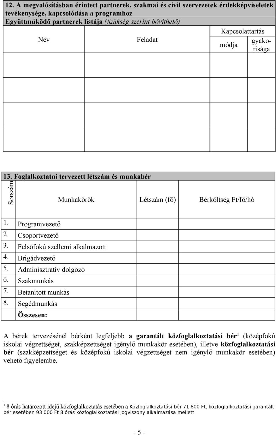 Felsőfokú szellemi alkalmazott 4. Brigádvezető 5. Adminisztratív dolgozó 6. Szakmunkás 7. Betanított munkás 8.