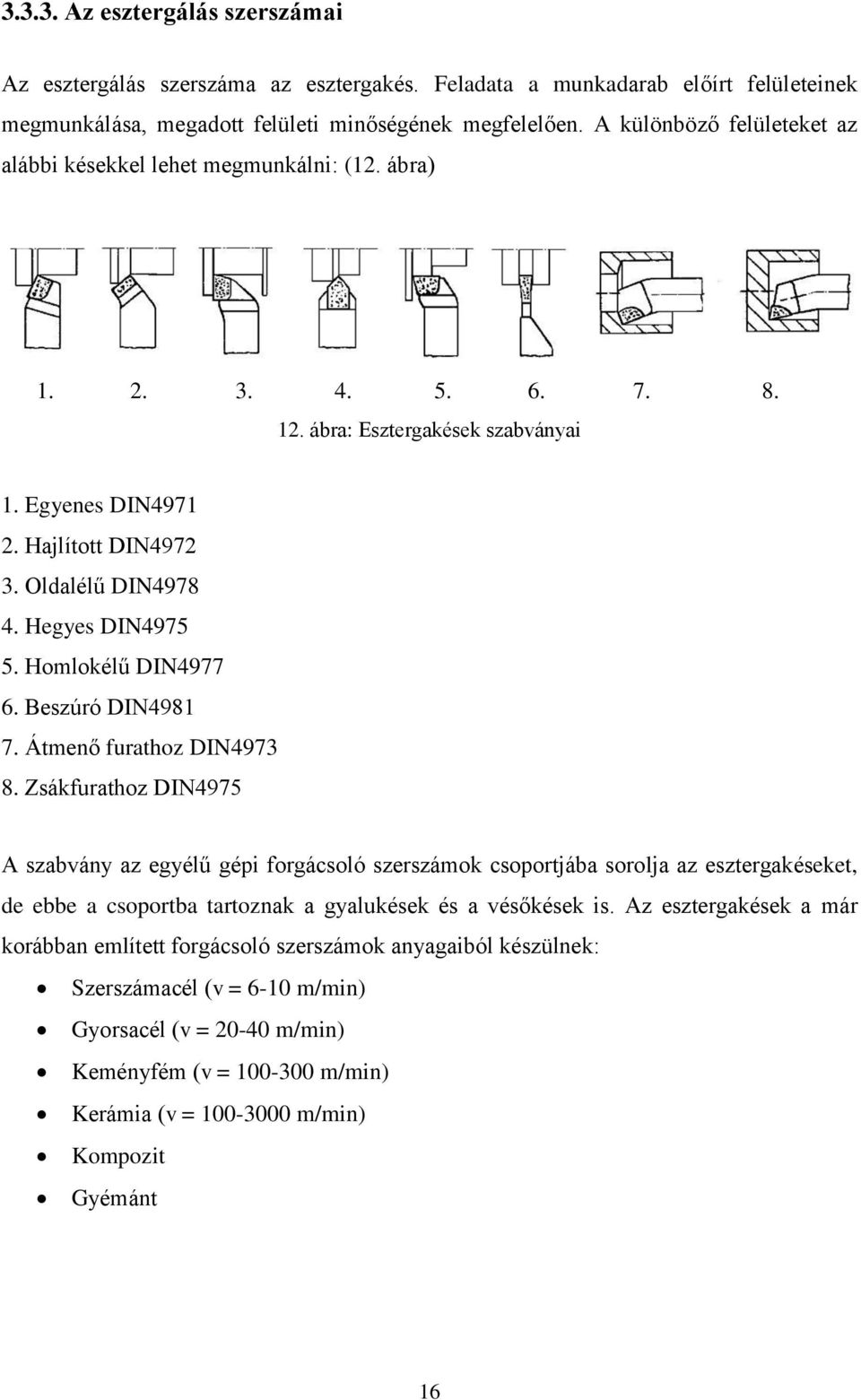 Hegyes DIN4975 5. Homlokélű DIN4977 6. Beszúró DIN4981 7. Átmenő furathoz DIN4973 8.