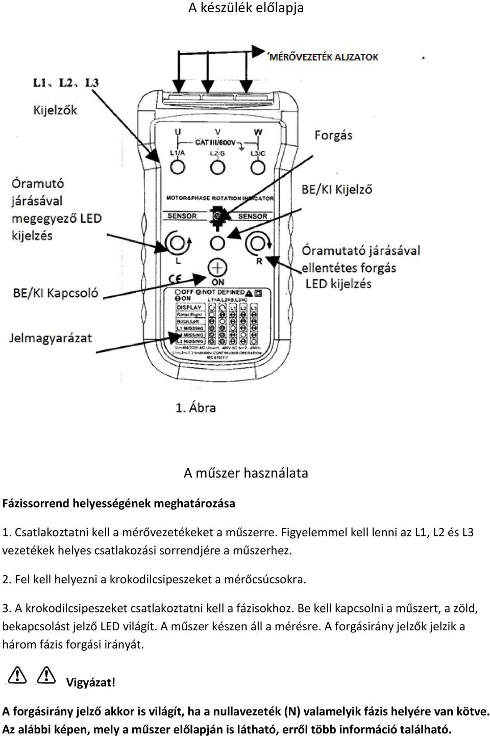 FÁZISHELYESSÉG ÉS FORGÁSIRÁNY MÉRŐ - PDF Ingyenes letöltés