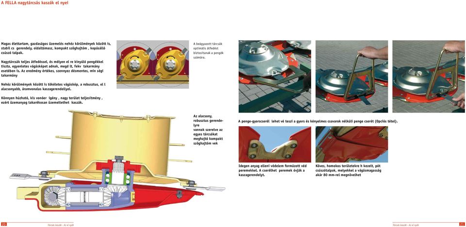 Az eredmény értékes, szennyeződésmentes, minőségi takarmány A beágyazott tárcsák optimális átfedést biztosítanak a pengék számára.