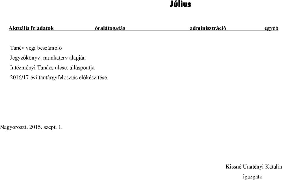 álláspontja 2016/17 évi tantárgyfelosztás