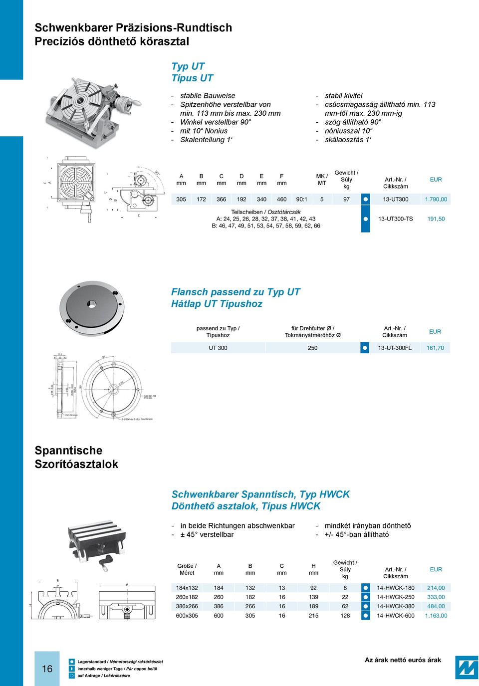 230 -ig - szög állítható 90 - nóniusszal 10 - skálaosztás 1 E MK / MT ewicht / 305 172 366 192 340 460 90:1 5 97 13-UT300 1.