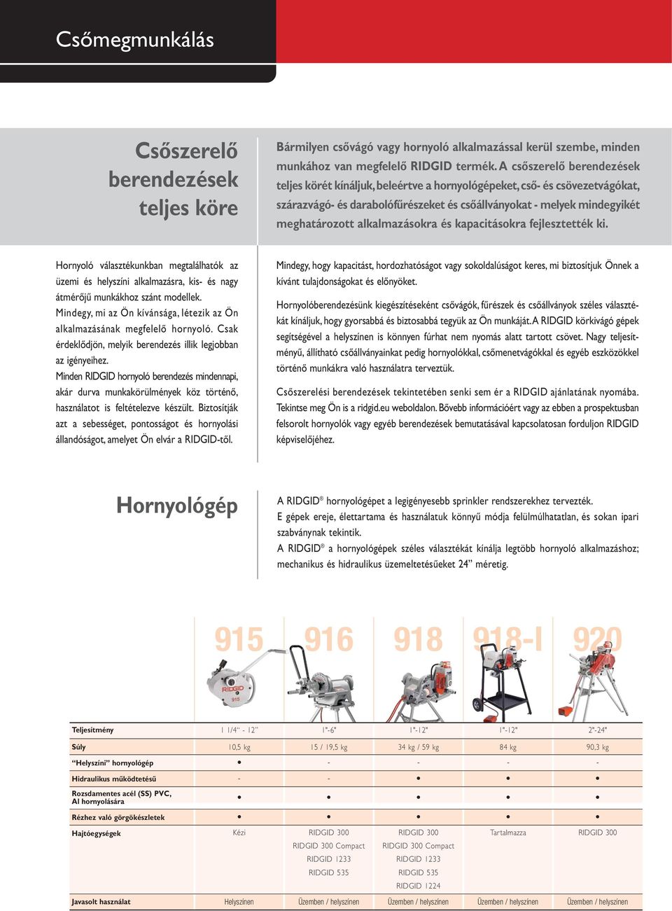 alkalmazásokra és kapacitásokra fejlesztették ki. Hornyoló választékunkban megtalálhatók az üzemi és helyszíni alkalmazásra, kis- és nagy átmérőjű munkákhoz szánt modellek.