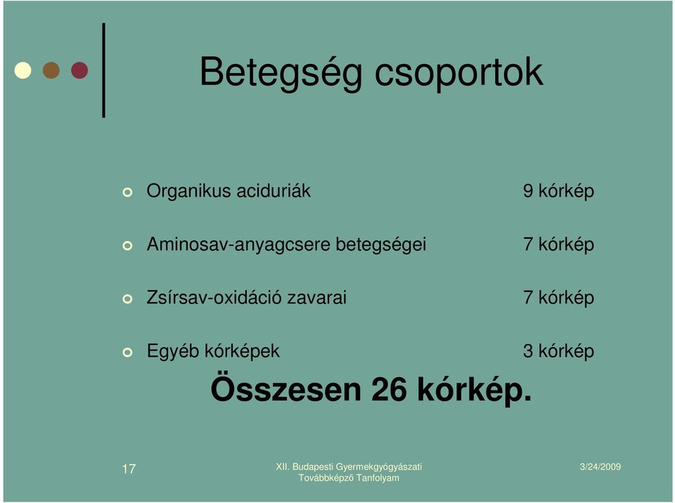 kórkép Zsírsav-oxidáció zavarai 7 kórkép