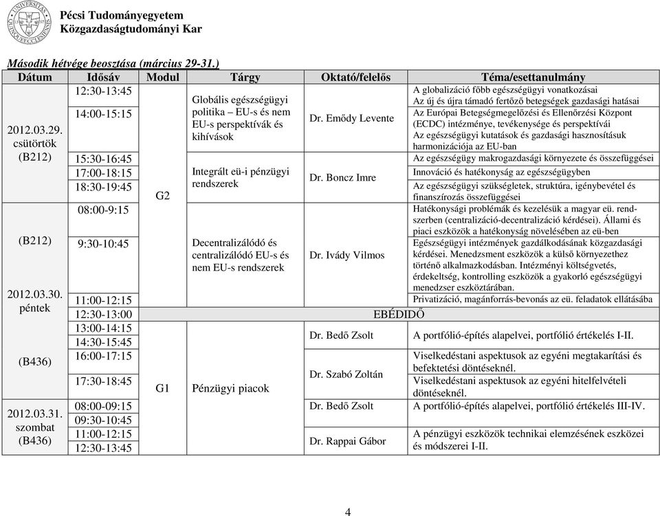 A globalizáció főbb egészségügyi vonatkozásai Az új és újra támadó fertőző betegségek gazdasági hatásai 14:00-15:15 Az Európai Betegségmegelőzési és Ellenőrzési Központ (ECDC) intézménye,