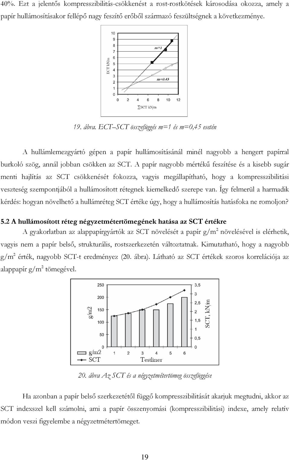 A papír nagyobb mértékű feszítése és a kisebb sugár menti hajlítás az SCT csökkenését fokozza, vagyis megállapítható, hogy a kompresszibilitási veszteség szempontjából a hullámosított rétegnek