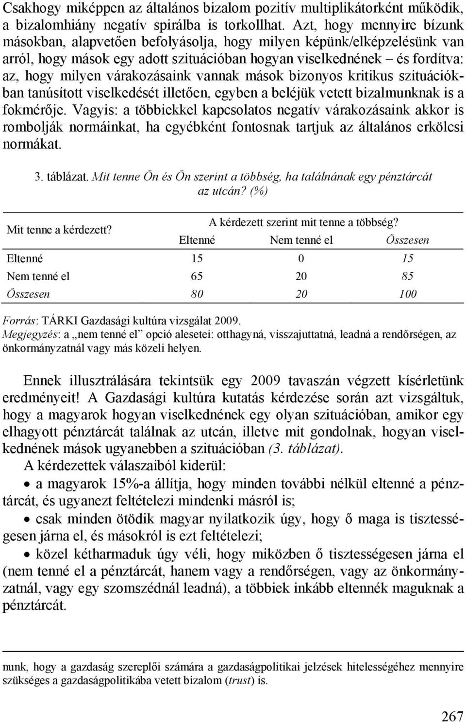 várakozásaink vannak mások bizonyos kritikus szituációkban tanúsított viselkedését illetően, egyben a beléjük vetett bizalmunknak is a fokmérője.