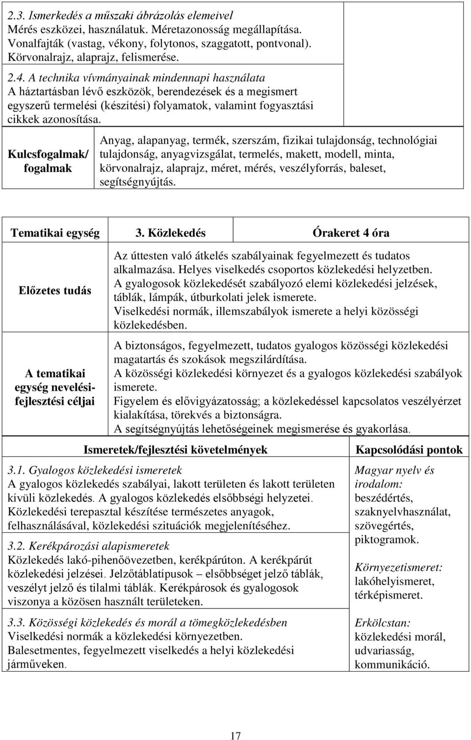 A technika vívmányainak mindennapi használata A háztartásban lévő eszközök, berendezések és a megismert egyszerű termelési (készítési) folyamatok, valamint fogyasztási cikkek azonosítása.