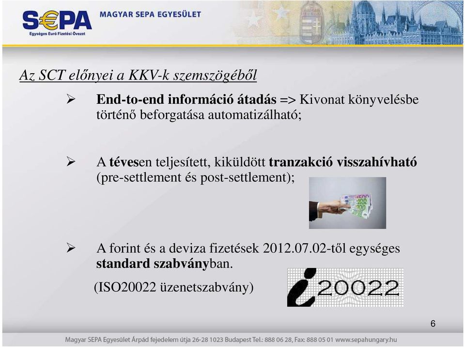 kiküldött tranzakció visszahívható (pre-settlement és post-settlement); A forint