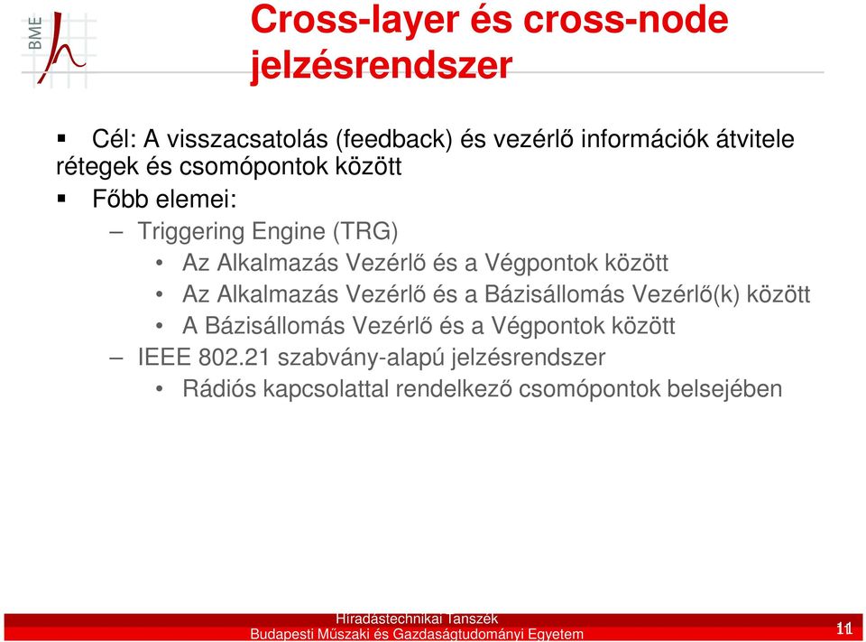 Vezérlő és a Bázisállomás Vezérlő(k) között A Bázisállomás Vezérlő és a Végpontok között IEEE 802.