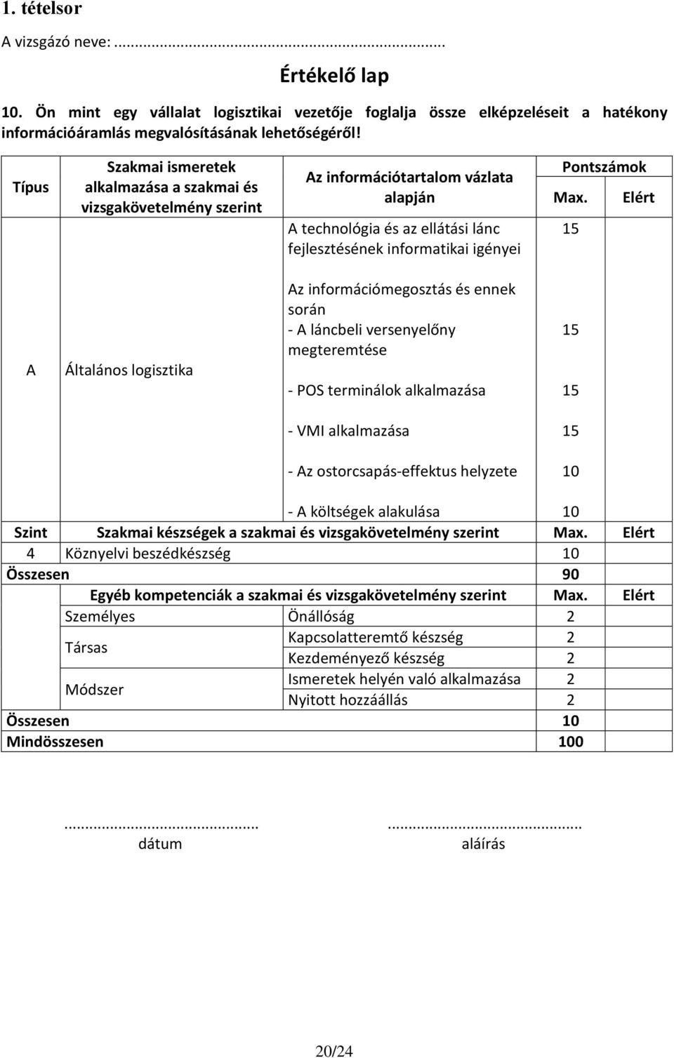 Elért 15 Általános logisztika z információmegosztás és ennek során - láncbeli versenyelőny megteremtése - POS terminálok alkalmazása 15 15 - VMI alkalmazása 15 - z ostorcsapás-effektus helyzete -